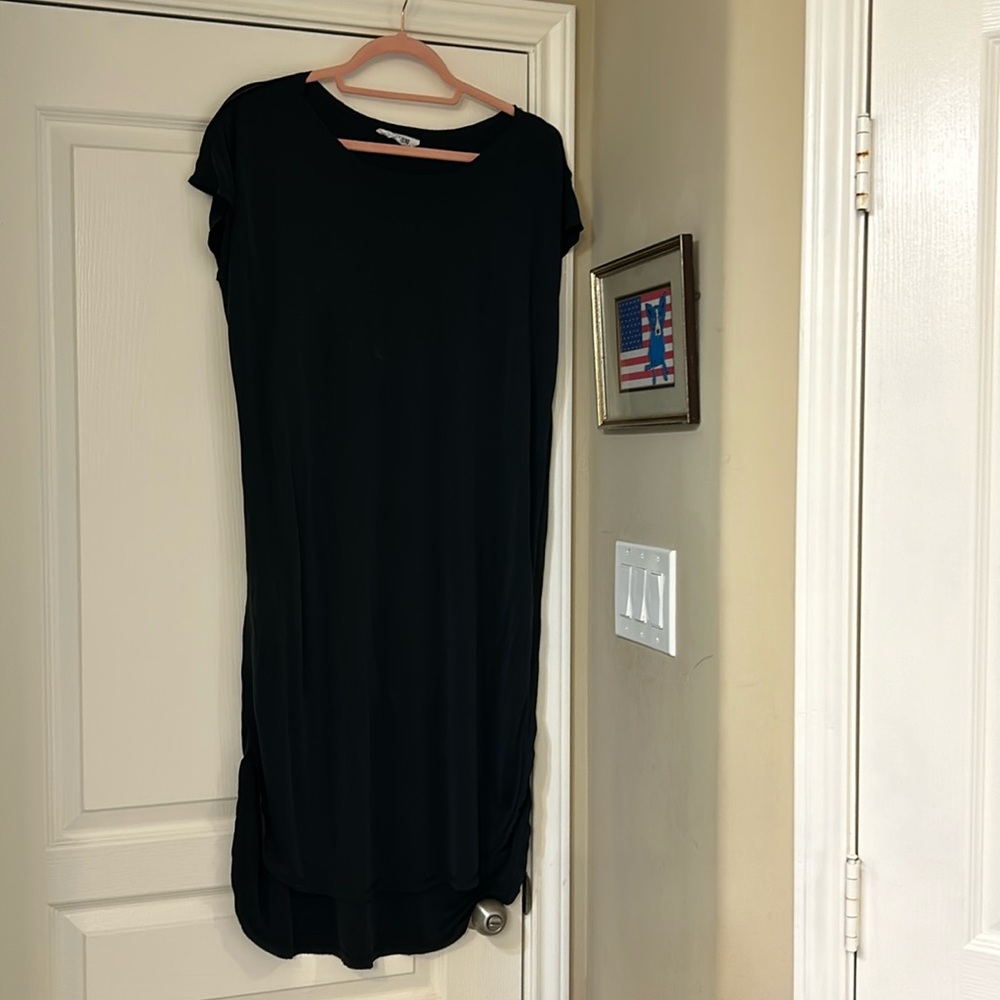 Mid-calf charcoal silky dress